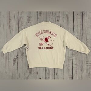 NWT Colorado Ski Lodge Men’s Size M White Pull Over Sweatshirt Embroidered Logo